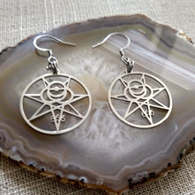 Load image into Gallery viewer, Aleister Crowley Earrings, 666 Magick Dangle Drop Earrings, Occult Occultist Jewelry