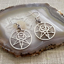 Load image into Gallery viewer, Aleister Crowley Earrings, 666 Magick Dangle Drop Earrings, Occult Occultist Jewelry