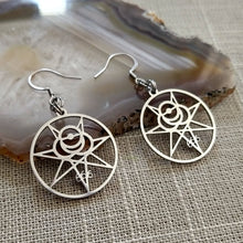 Load image into Gallery viewer, Aleister Crowley Earrings, 666 Magick Dangle Drop Earrings, Occult Occultist Jewelry