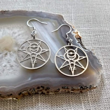 Load image into Gallery viewer, Aleister Crowley Earrings, 666 Magick Dangle Drop Earrings, Occult Occultist Jewelry