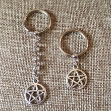 Load image into Gallery viewer, Pentagram Keychain, Wicca Wiccan Backpack or Purse Charm, Zipper Pull
