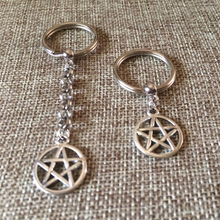 Load image into Gallery viewer, Pentagram Keychain, Wicca Wiccan Backpack or Purse Charm, Zipper Pull