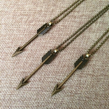 Load image into Gallery viewer, Arrow Necklace on Bronze Rolo Chain, Mens Jewelry