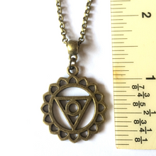 Load image into Gallery viewer, Throat Chakra Necklace on Bronze Rolo Chain, Yoga Jewelry