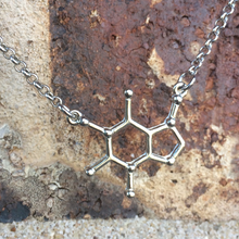 Load image into Gallery viewer, Caffeine Coffee Molecule Necklace, Molecular Scientist Jewelry
