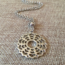 Load image into Gallery viewer, Crown Chakra Necklace on Silver Rolo Chain, Yoga Jewelry