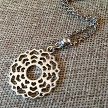 Load image into Gallery viewer, Crown Chakra Necklace on Silver Rolo Chain, Yoga Jewelry