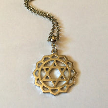 Load image into Gallery viewer, Heart Chakra Necklace on Silver Rolo Chain Yoga Jewelry