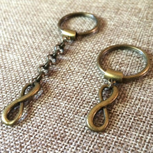 Load image into Gallery viewer, Bronze Infinity Keychain Key Ring or Zipper Pull - Eight Keychain - Anniversary Gifts