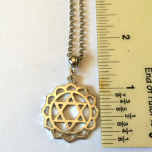 Load image into Gallery viewer, Heart Chakra Necklace on Silver Rolo Chain Yoga Jewelry