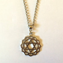 Load image into Gallery viewer, Heart Chakra Necklace on Silver Rolo Chain Yoga Jewelry