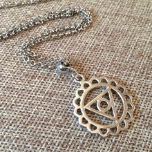 Load image into Gallery viewer, Throat Chakra Necklace on Rolo Chain, Yoga Jewelry