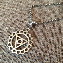 Load image into Gallery viewer, Throat Chakra Necklace on Rolo Chain, Yoga Jewelry