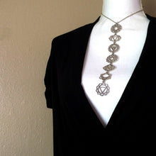 Load image into Gallery viewer, Seven Chakra Necklace / Chakra Breastplate / Chakra Jewelry / Chakra Charm Necklace / Reiki Necklace / Yoga Necklace / Yoga Jewelry