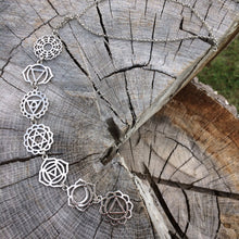 Load image into Gallery viewer, Seven Chakra Necklace / Chakra Breastplate / Chakra Jewelry / Chakra Charm Necklace / Reiki Necklace / Yoga Necklace / Yoga Jewelry