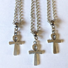 Load image into Gallery viewer, Ankh Egyptian Cross Necklace on Silver Rolo Chain