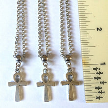 Load image into Gallery viewer, Ankh Egyptian Cross Necklace on Silver Rolo Chain