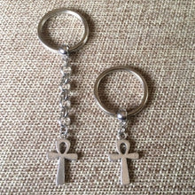 Load image into Gallery viewer, Ankh Keychain, Egyptian Key Fob, Silver Key Ring or Zipper Pull