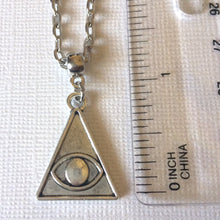 Load image into Gallery viewer, Evil Eye Illuminati Necklace on Silver Cable Chain - Mens Jewelry