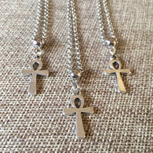 Load image into Gallery viewer, Ankh Egyptian Cross Necklace on Silver Rolo Chain