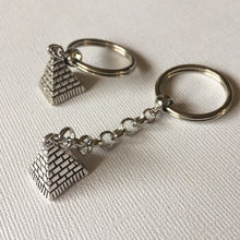 Load image into Gallery viewer, Pyramid Keychain Key Ring or Zipper Pull, Egyptian Backpack or Purse Charm