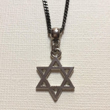 Load image into Gallery viewer, Silver Star of David Necklace on Thin Gunmetal Chain - Jewish Jewelry