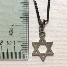 Load image into Gallery viewer, Silver Star of David Necklace on Thin Gunmetal Chain - Jewish Jewelry