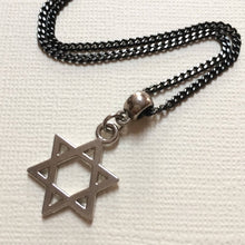 Load image into Gallery viewer, Silver Star of David Necklace on Thin Gunmetal Chain - Jewish Jewelry