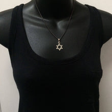 Load image into Gallery viewer, Silver Star of David Necklace on Thin Gunmetal Chain - Jewish Jewelry
