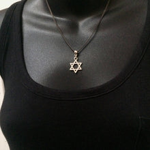 Load image into Gallery viewer, Silver Star of David Necklace on Thin Gunmetal Chain - Jewish Jewelry