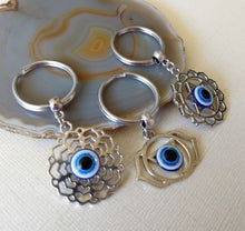 Load image into Gallery viewer, Evil Eye Chakra Keychain - Crown, Third Eye or Sacral Root Chakra Keychains