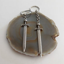 Load image into Gallery viewer, Cat Sword Keychain - Silver Sword with Cat Head Hilt