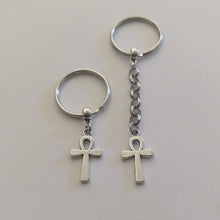 Load image into Gallery viewer, Ankh Keychain, Egyptian Key Fob, Silver Key Ring or Zipper Pull