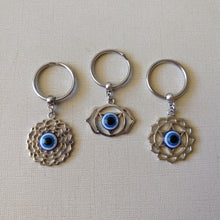 Load image into Gallery viewer, Evil Eye Chakra Keychain - Crown, Third Eye or Sacral Root Chakra Keychains