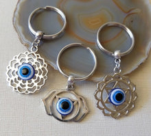 Load image into Gallery viewer, Evil Eye Chakra Keychain - Crown, Third Eye or Sacral Root Chakra Keychains