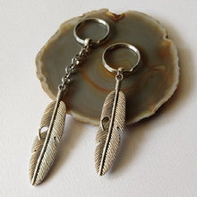 Load image into Gallery viewer, Feather Keychain, Backpack or Purse Charm, Zipper Pull, Mens Accessories