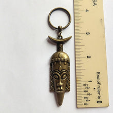 Load image into Gallery viewer, Tribal Mask Keychain, Mens Backpack Charm or Zipper Pull
