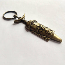 Load image into Gallery viewer, Tribal Mask Keychain, Mens Backpack Charm or Zipper Pull
