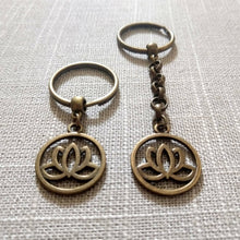 Load image into Gallery viewer, Bronze Lotus Keychain, Zipper Pull or Backpack Charm
