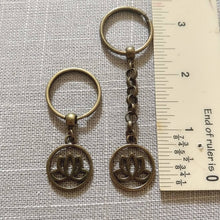 Load image into Gallery viewer, Bronze Lotus Keychain, Zipper Pull or Backpack Charm