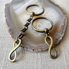Load image into Gallery viewer, Bronze Infinity Keychain Key Ring or Zipper Pull - Eight Keychain - Anniversary Gifts
