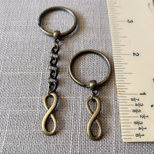 Load image into Gallery viewer, Bronze Infinity Keychain Key Ring or Zipper Pull - Eight Keychain - Anniversary Gifts