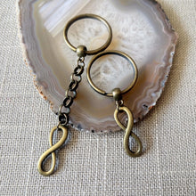 Load image into Gallery viewer, Bronze Infinity Keychain Key Ring or Zipper Pull - Eight Keychain - Anniversary Gifts