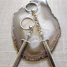 Load image into Gallery viewer, Cat Sword Keychain - Silver Sword with Cat Head Hilt