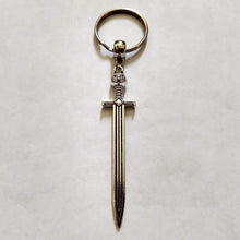 Load image into Gallery viewer, Cat Sword Keychain - Silver Sword with Cat Head Hilt