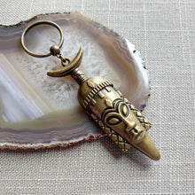 Load image into Gallery viewer, Tribal Mask Keychain, Mens Backpack Charm or Zipper Pull