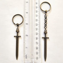 Load image into Gallery viewer, Cat Sword Keychain - Brown Sword with Cat Head Hilt, Zipper Pull, Backpack or Purse Charm
