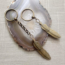 Load image into Gallery viewer, Bronze Feather Keychain or Zipper Pull - Mens Keychains