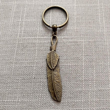 Load image into Gallery viewer, Bronze Feather Keychain or Zipper Pull - Mens Keychains