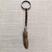 Load image into Gallery viewer, Bronze Feather Keychain or Zipper Pull - Mens Keychains